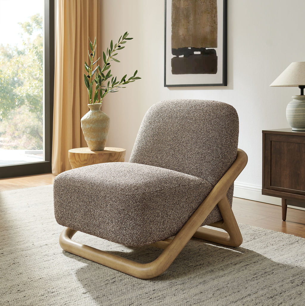 Vander Textured Fabric Accent Chair - Chestnut Earth