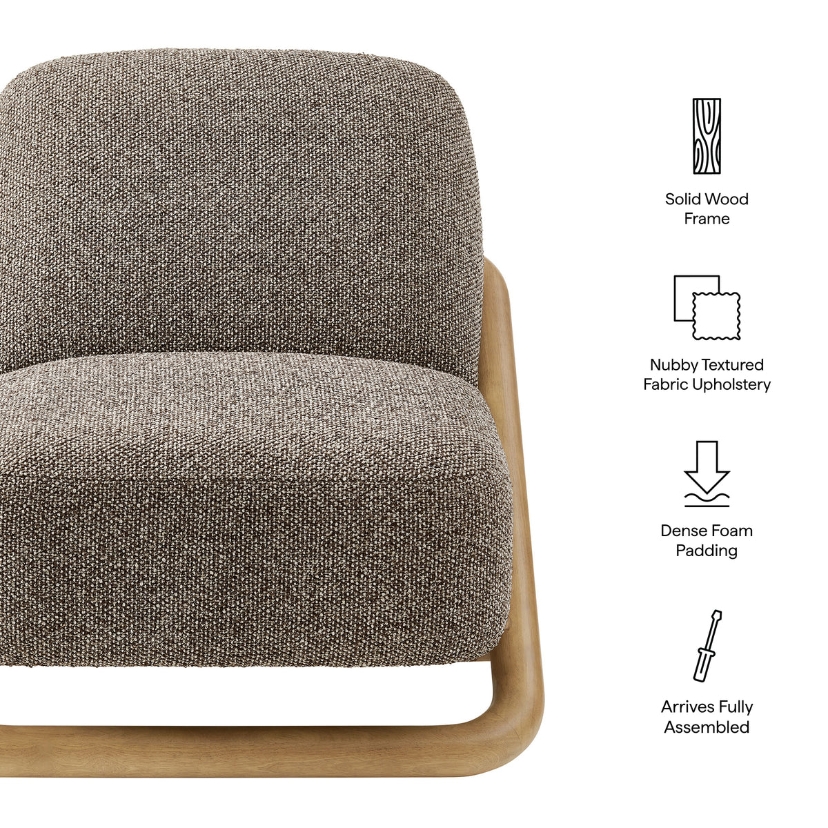 Vander Textured Fabric Accent Chair - Chestnut Earth