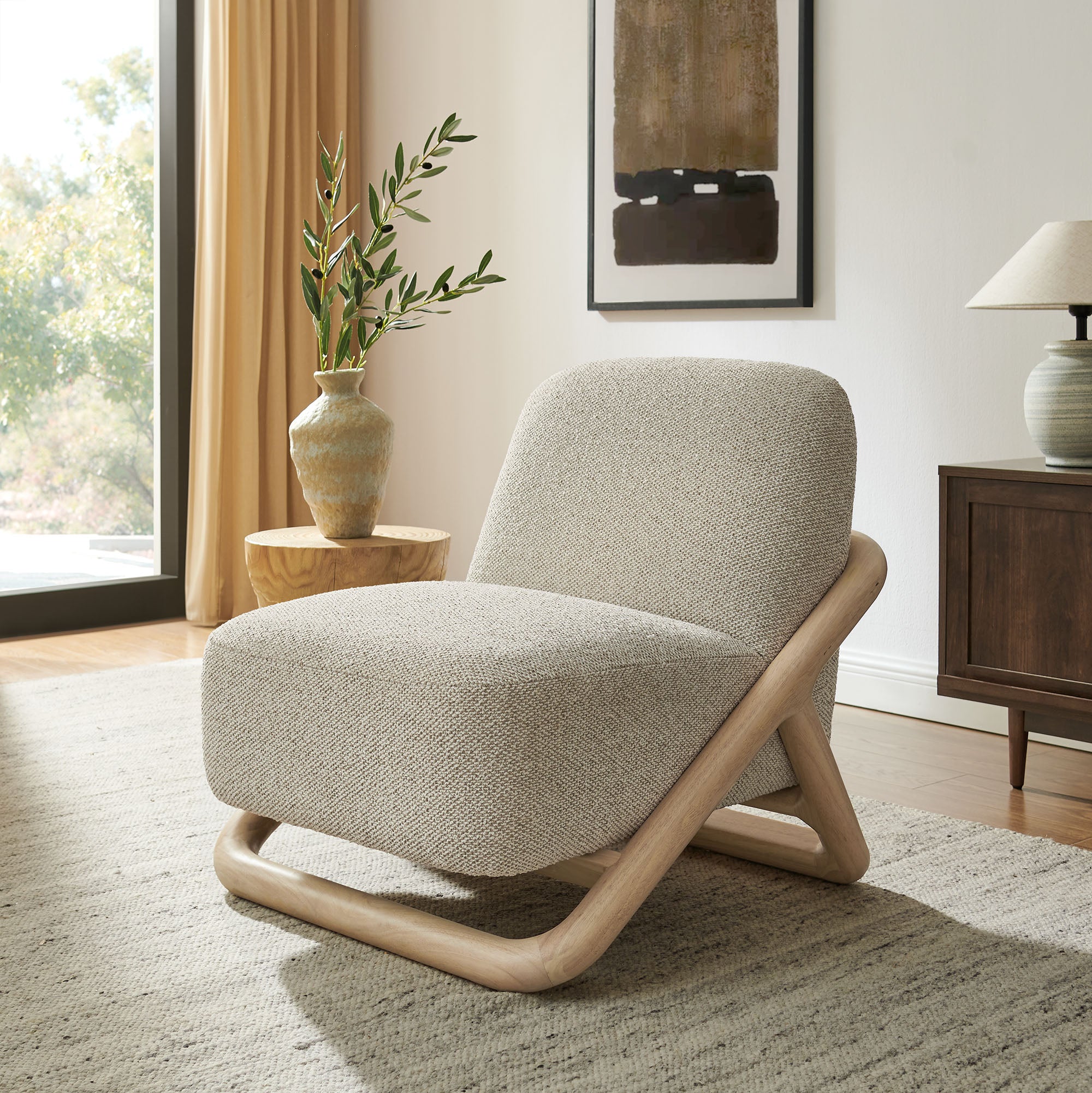 Vander Textured Fabric Accent Chair - Oak Marble (EEI-7773-OAK-MRB)