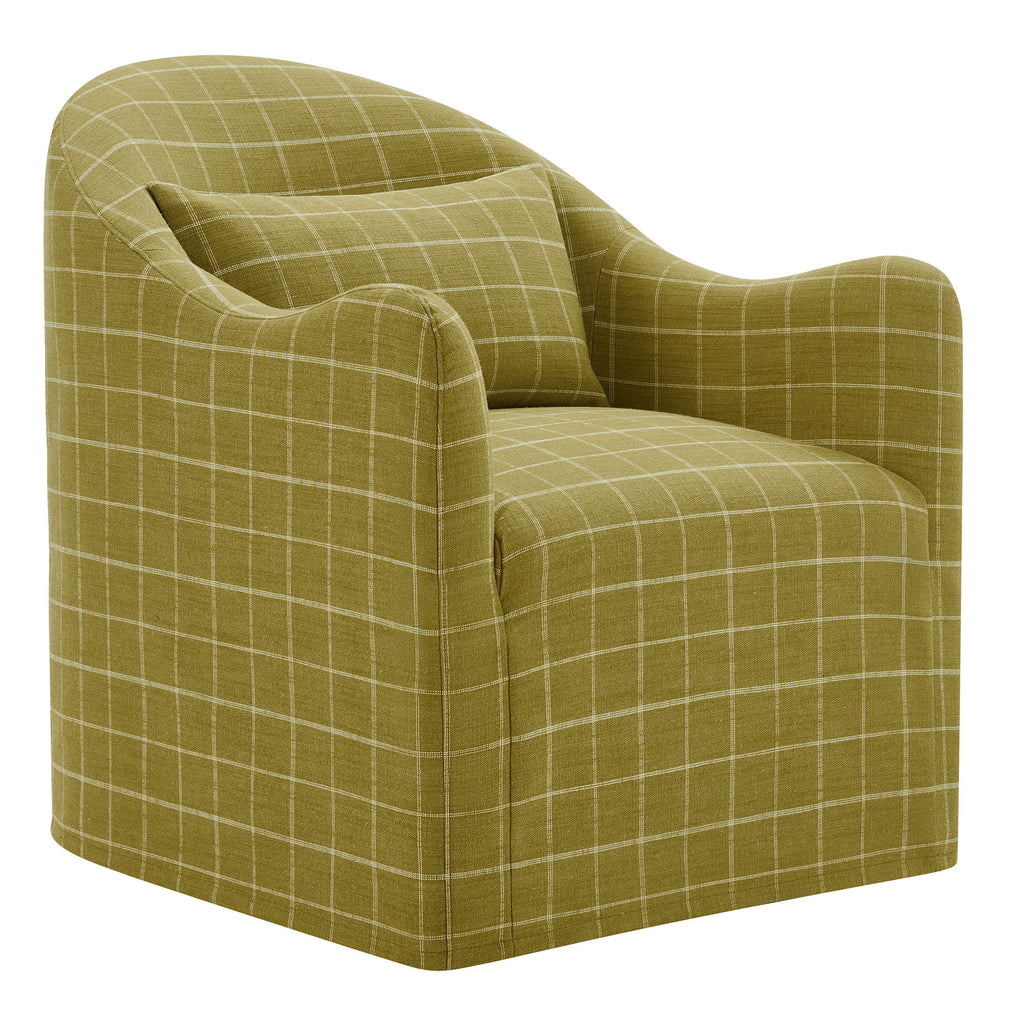Bardot Slipcovered Linen Blend Accent Chair - Artichoke Windowpane Check