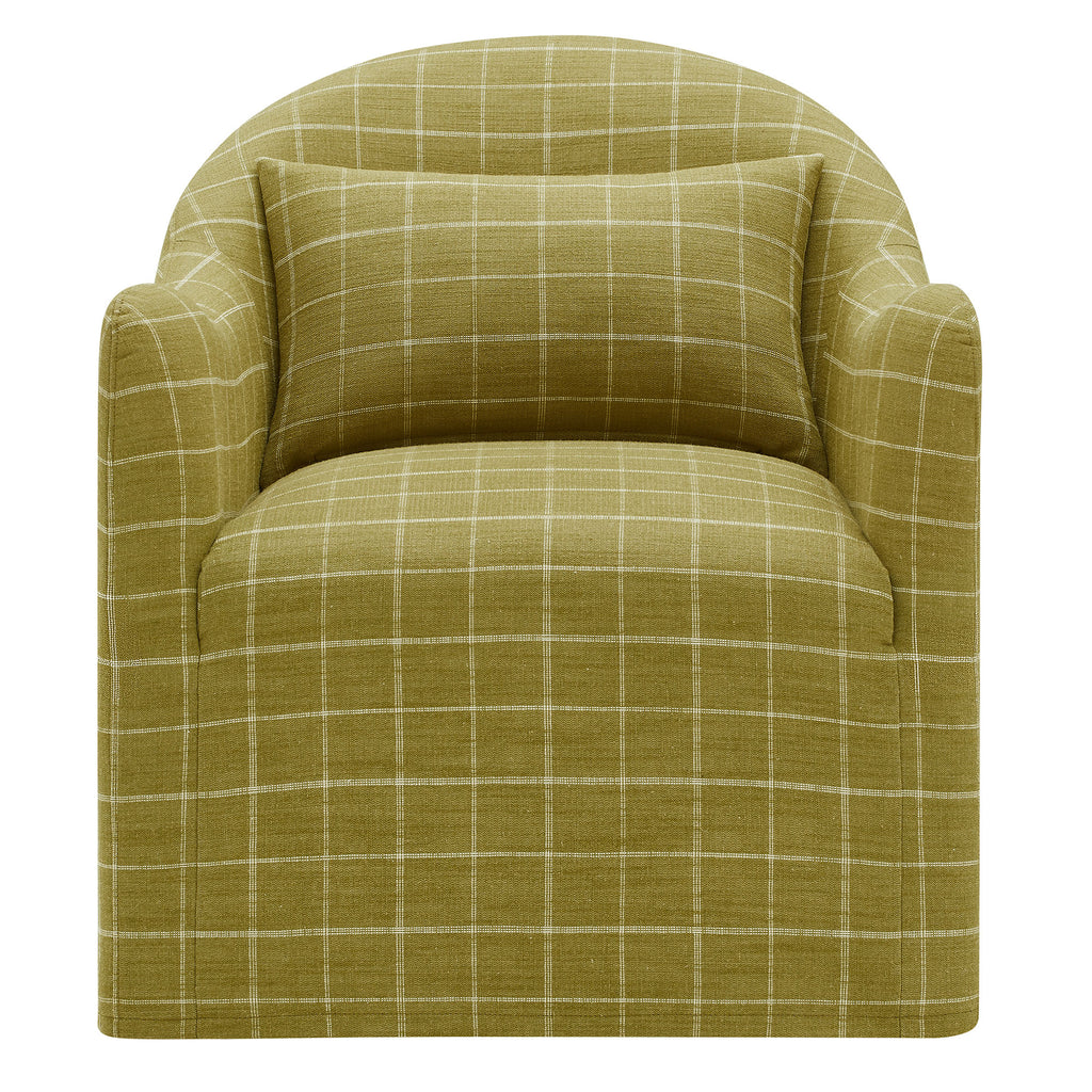 Bardot Slipcovered Linen Blend Accent Chair - Artichoke Windowpane Check