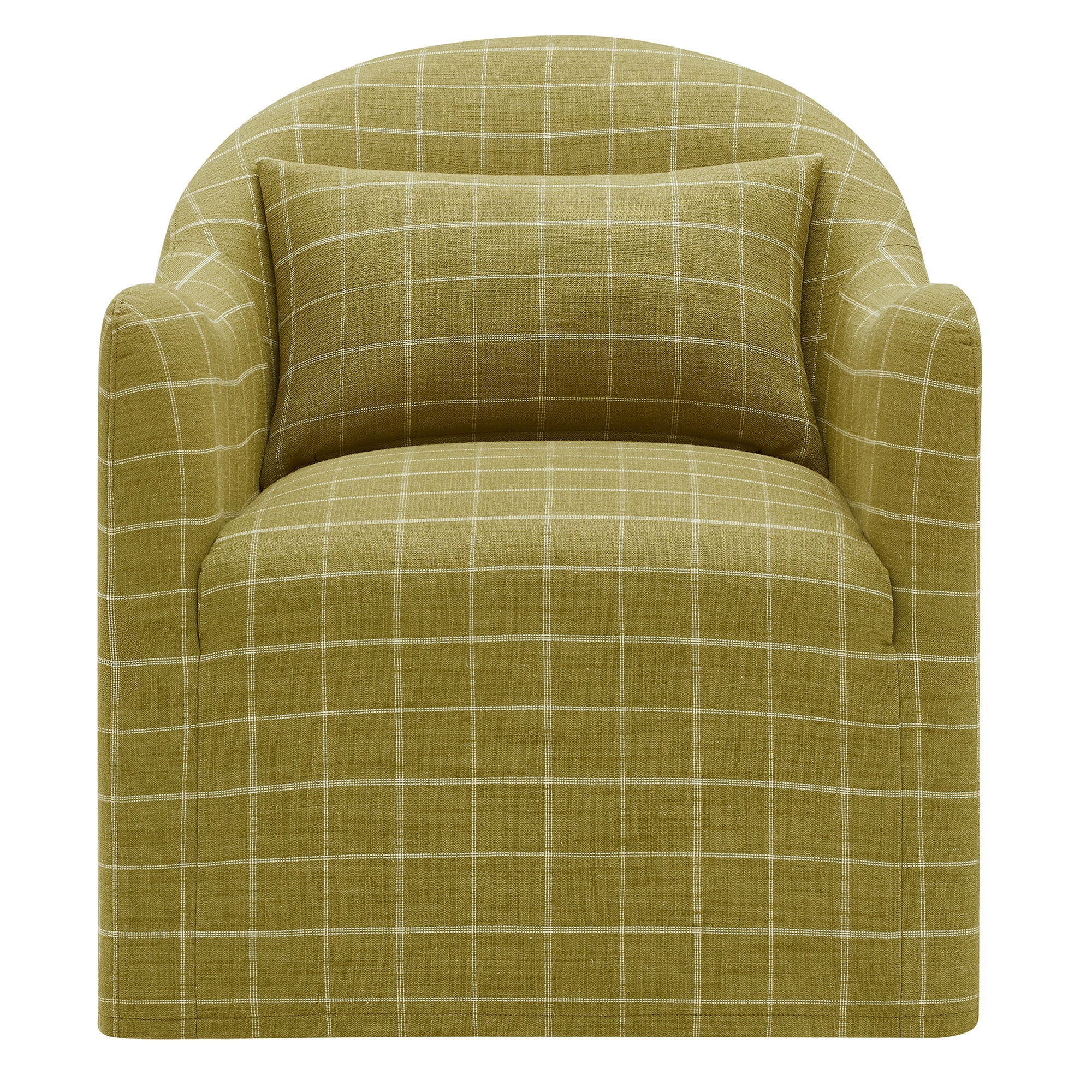 Bardot Slipcovered Linen Blend Accent Chair - Artichoke Windowpane Check