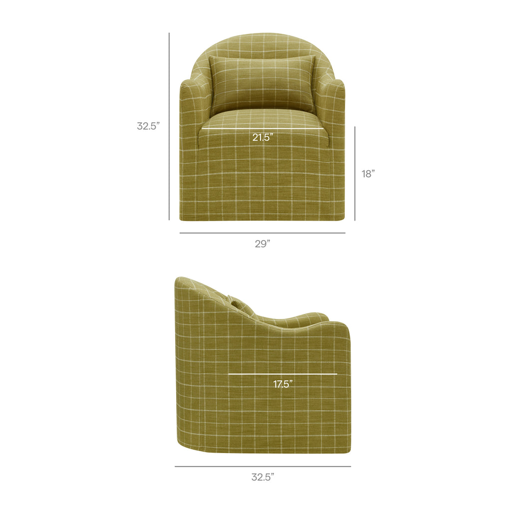 Bardot Slipcovered Linen Blend Accent Chair - Artichoke Windowpane Check
