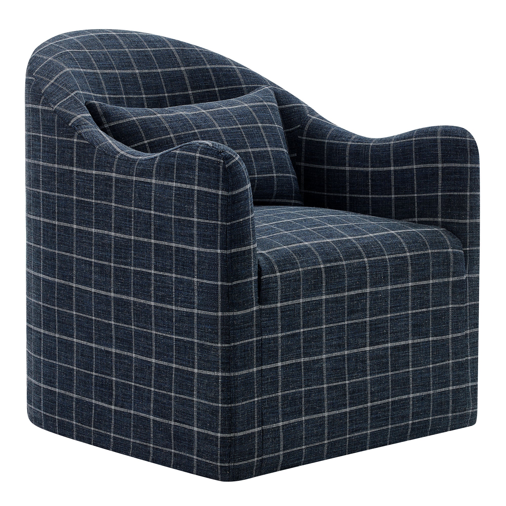 Bardot Slipcovered Linen Blend Accent Chair - Denim Windowpane Check