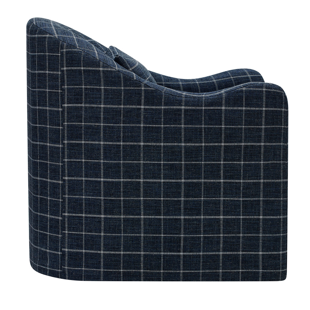 Bardot Slipcovered Linen Blend Accent Chair - Denim Windowpane Check