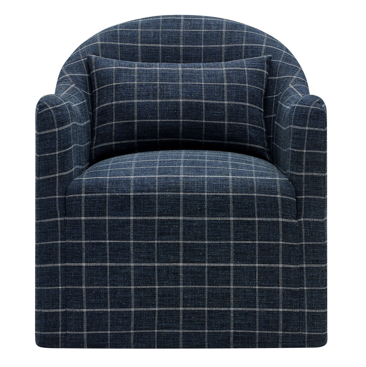 Bardot Slipcovered Linen Blend Accent Chair - Denim Windowpane Check