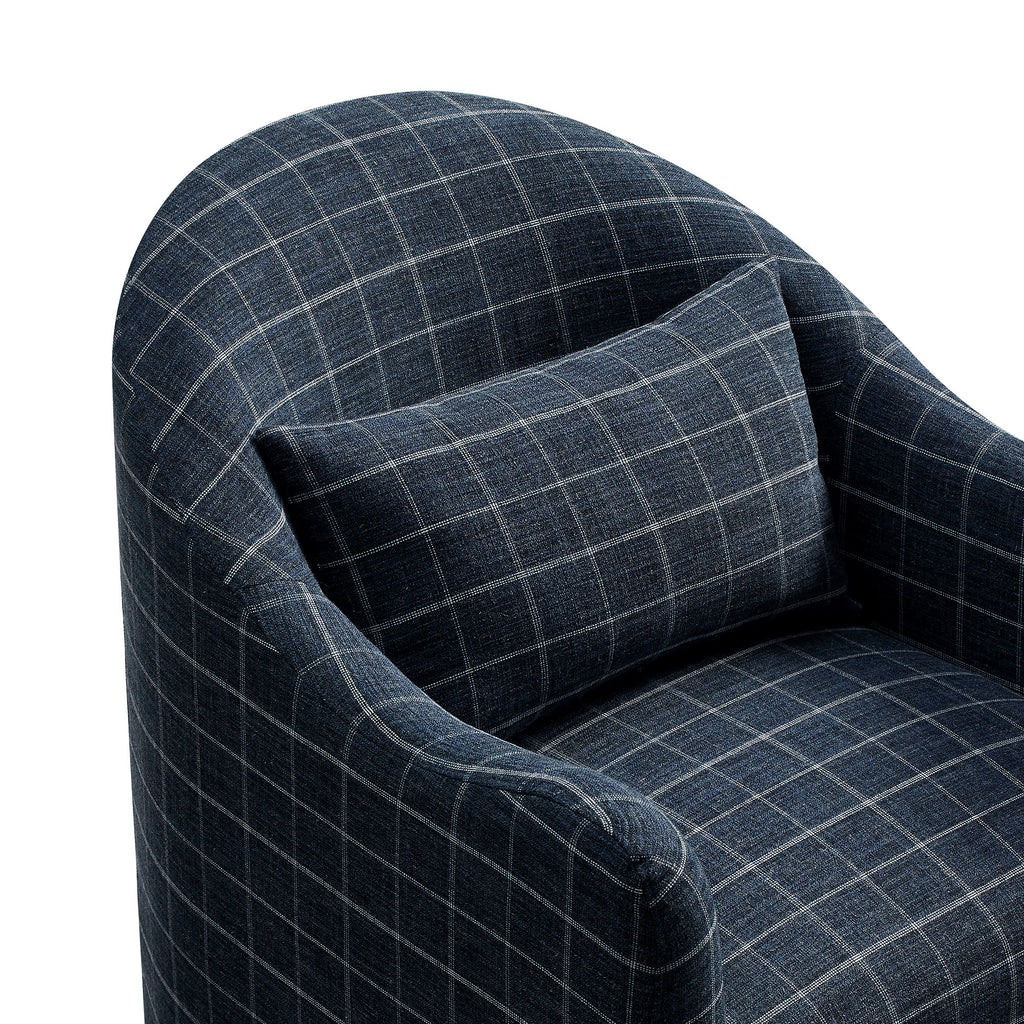 Bardot Slipcovered Linen Blend Accent Chair - Denim Windowpane Check
