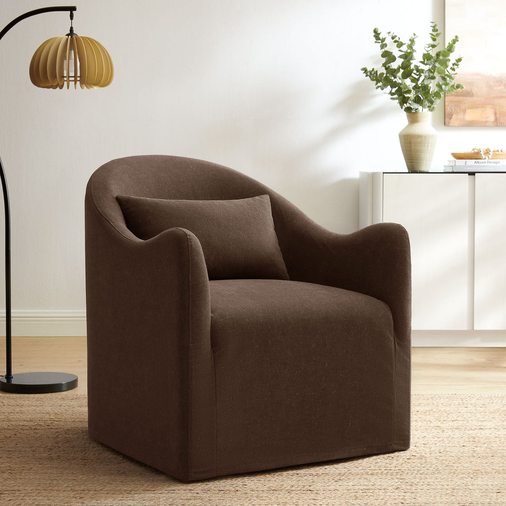 Bardot Slipcovered Linen Blend Accent Chair - Cocoa