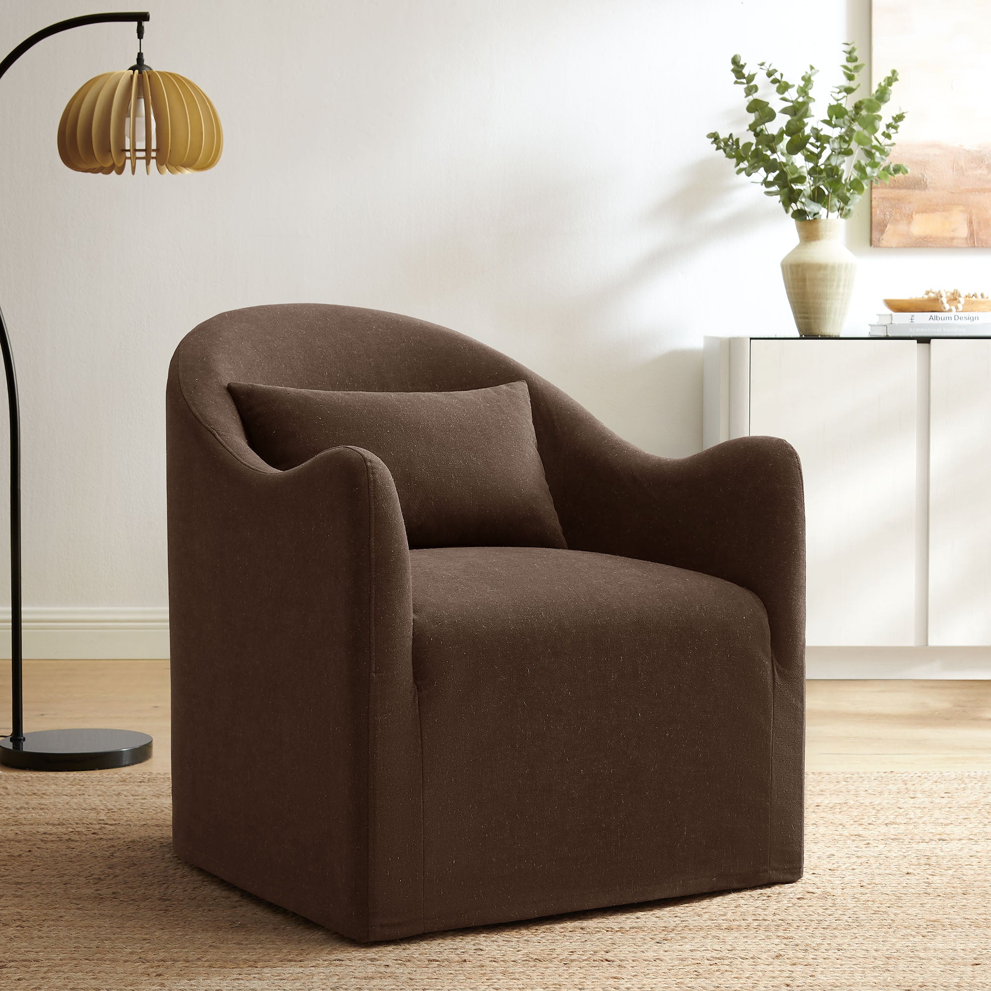 Bardot Slipcovered Linen Blend Accent Chair - Cocoa