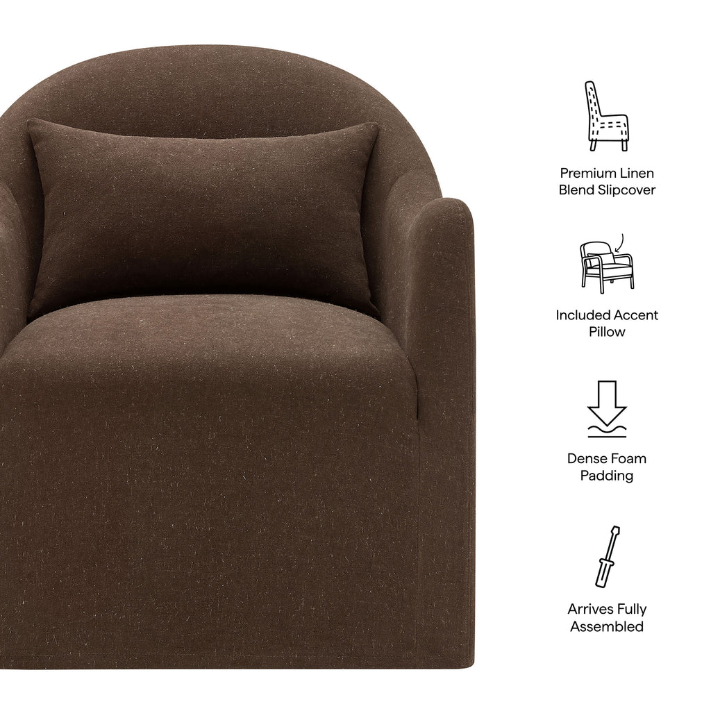 Bardot Slipcovered Linen Blend Accent Chair - Cocoa