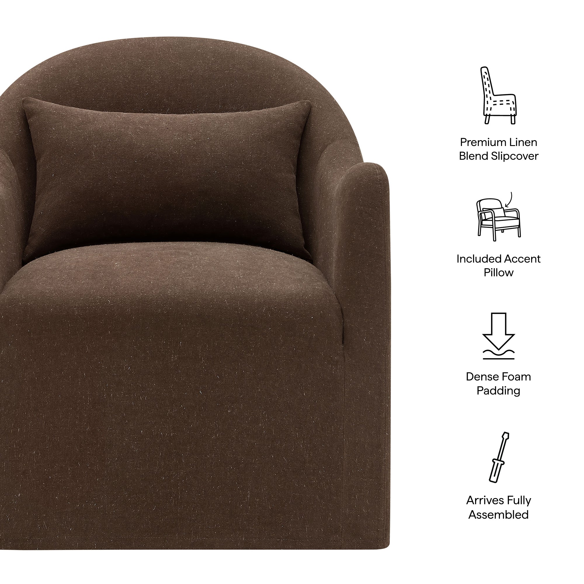 Bardot Slipcovered Linen Blend Accent Chair - Cocoa
