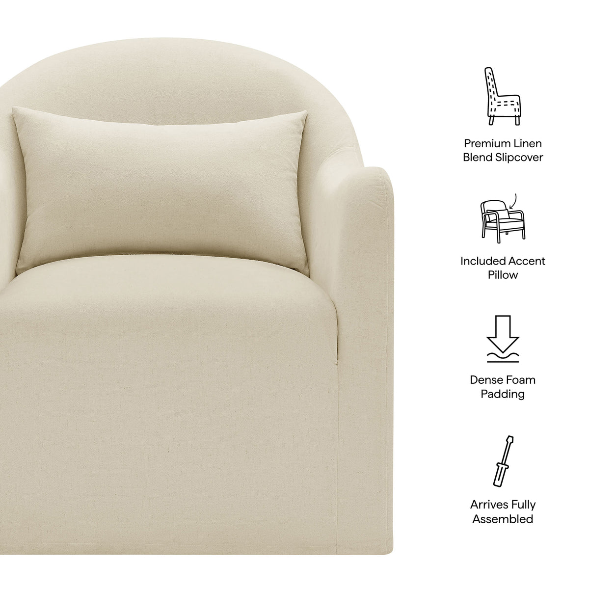 Bardot Slipcovered Linen Blend Accent Chair
