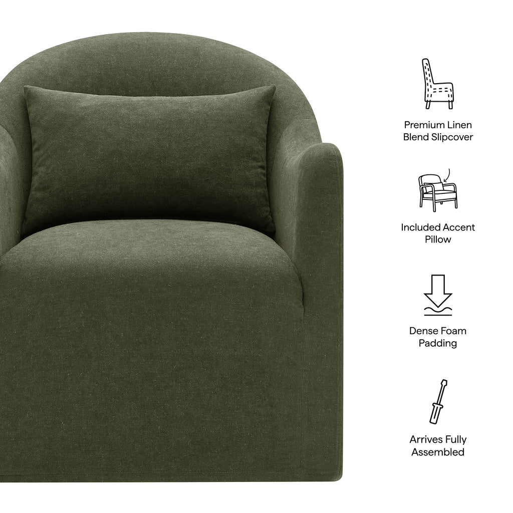 Bardot Slipcovered Linen Blend Accent Chair - Sage