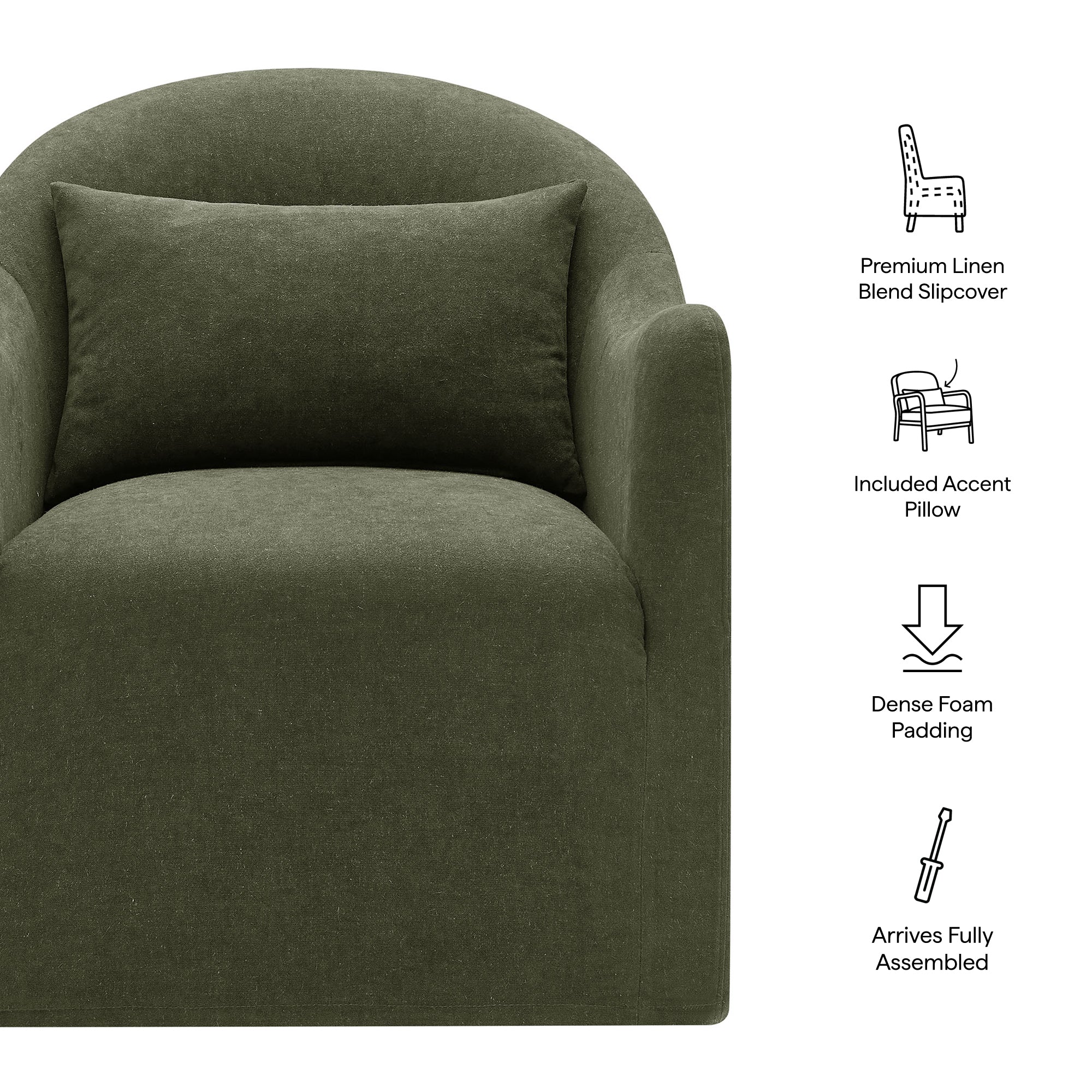 Bardot Slipcovered Linen Blend Accent Chair - Sage