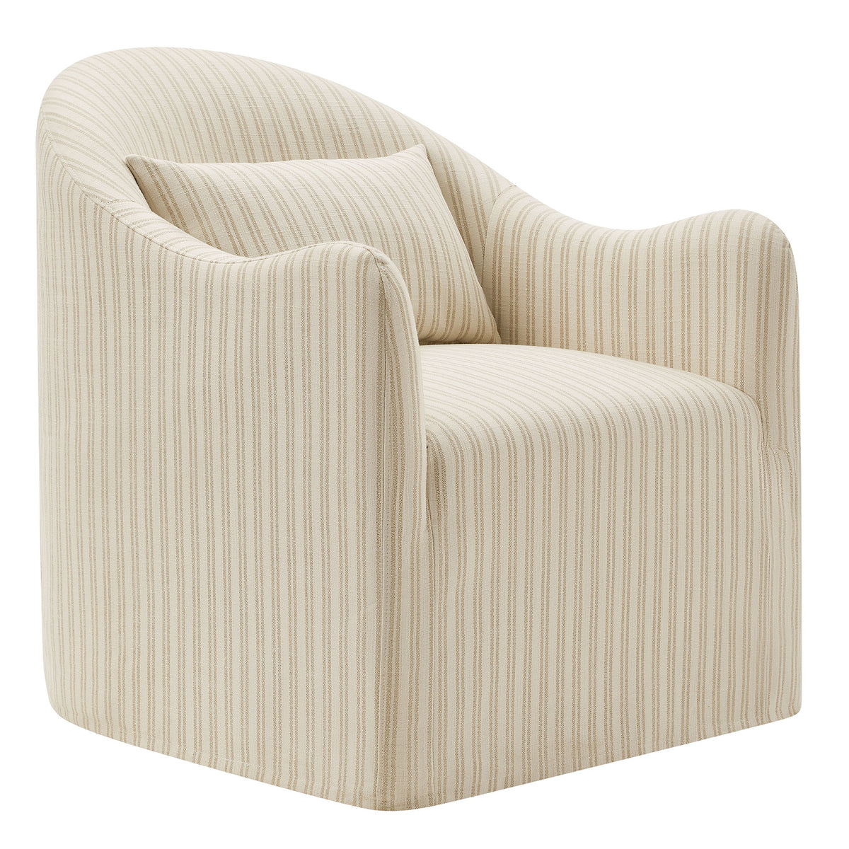Bardot Slipcovered Striped Accent Chair - Oatmeal Stripe