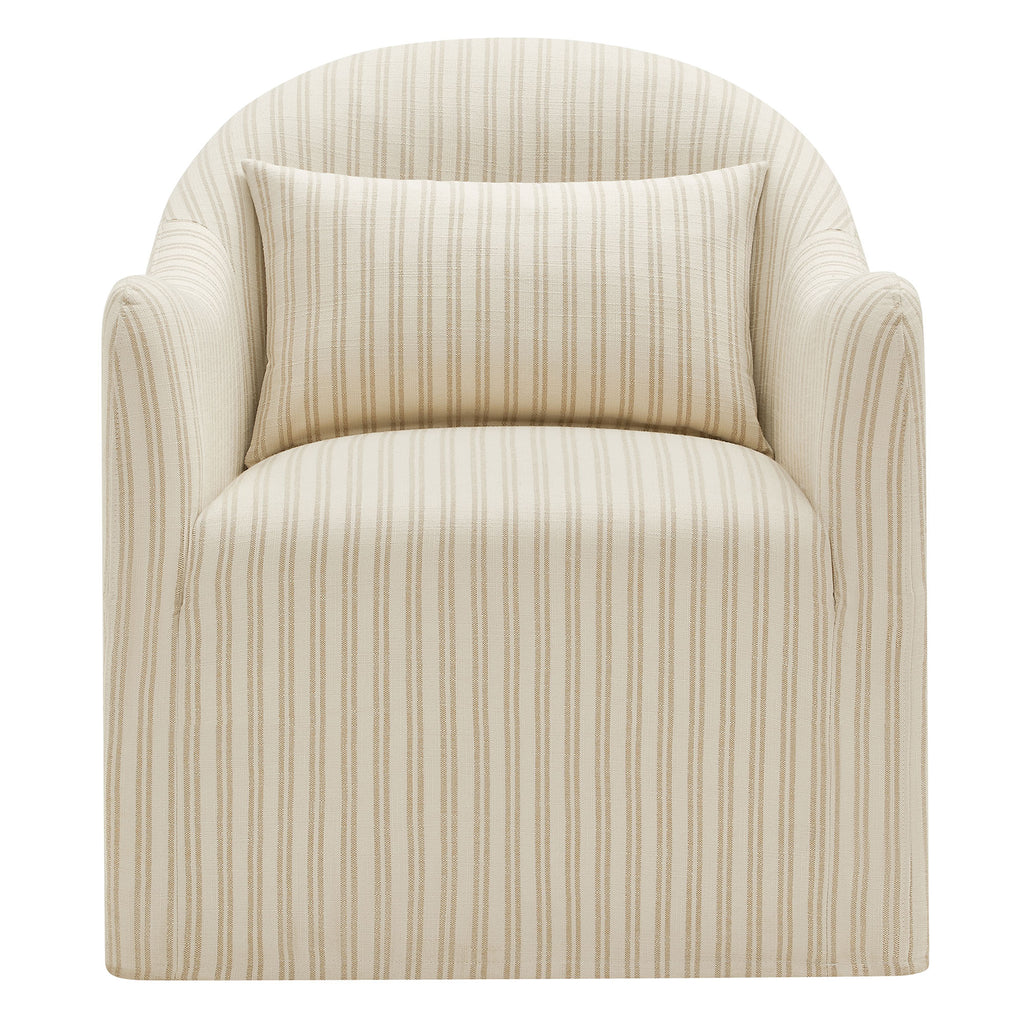 Bardot Slipcovered Striped Accent Chair - Oatmeal Stripe