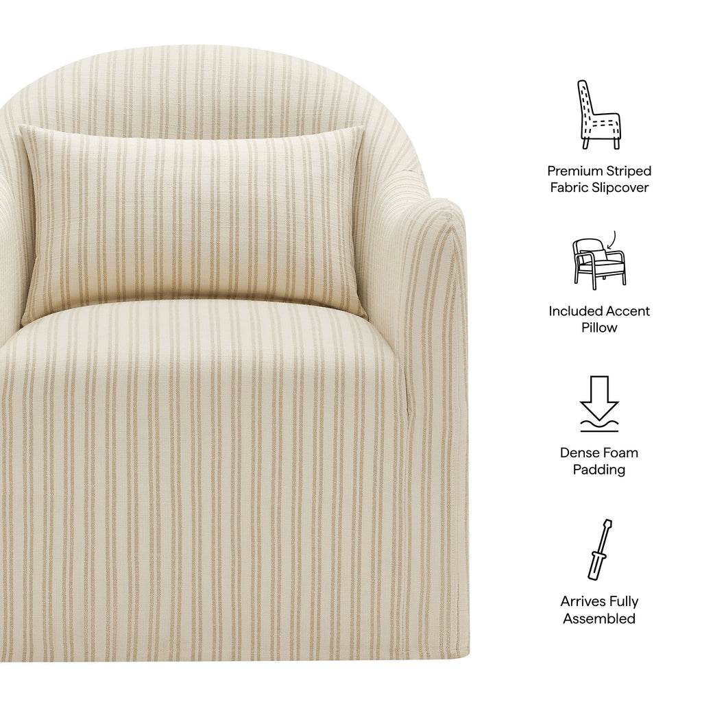 Bardot Slipcovered Striped Accent Chair - Oatmeal Stripe