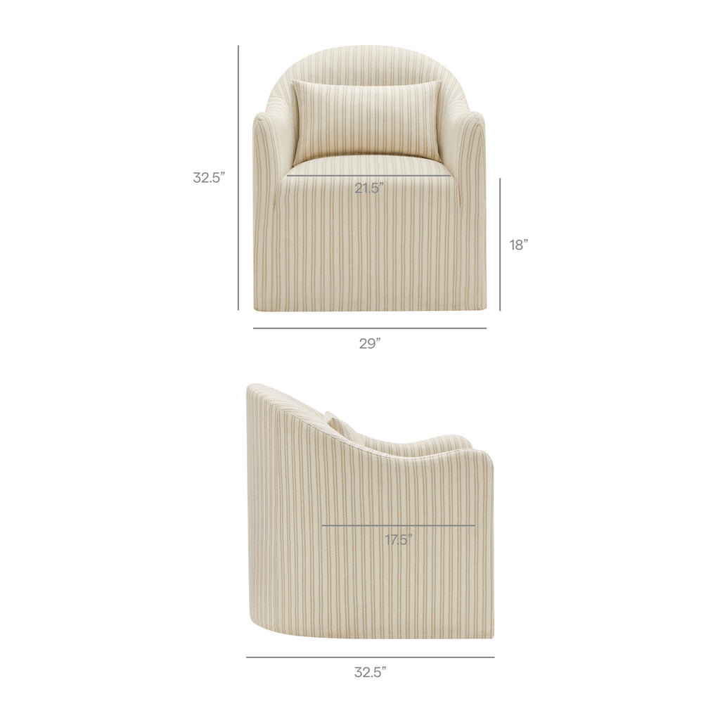 Bardot Slipcovered Striped Accent Chair - Oatmeal Stripe