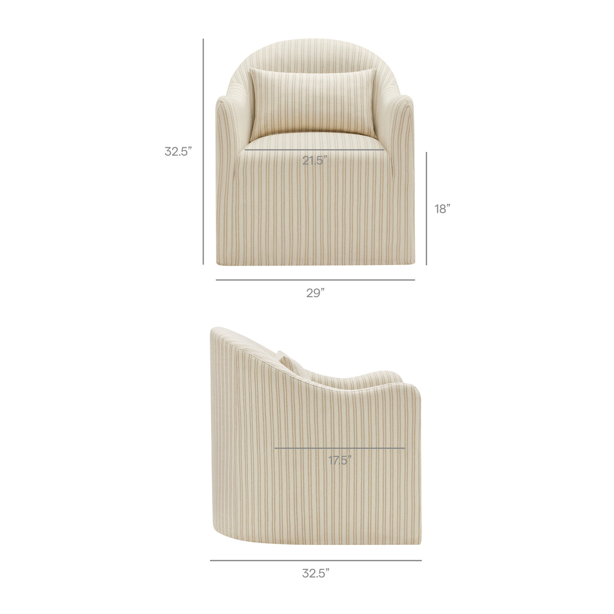 Bardot Slipcovered Striped Accent Chair - Oatmeal Stripe