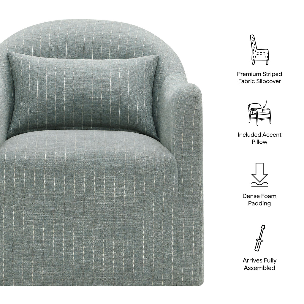 Bardot Slipcovered Striped Accent Chair - Spa Blue Stripe