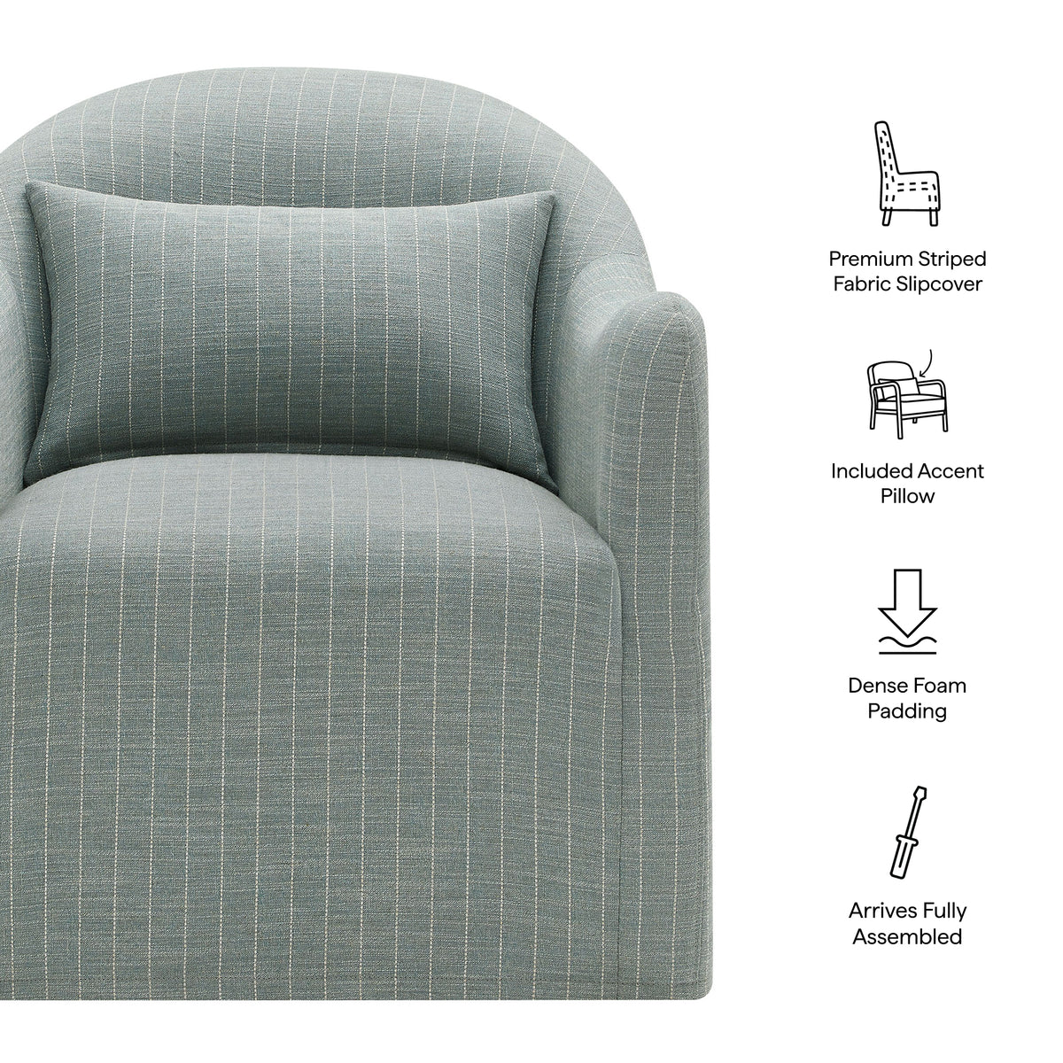Bardot Slipcovered Striped Accent Chair - Spa Blue Stripe