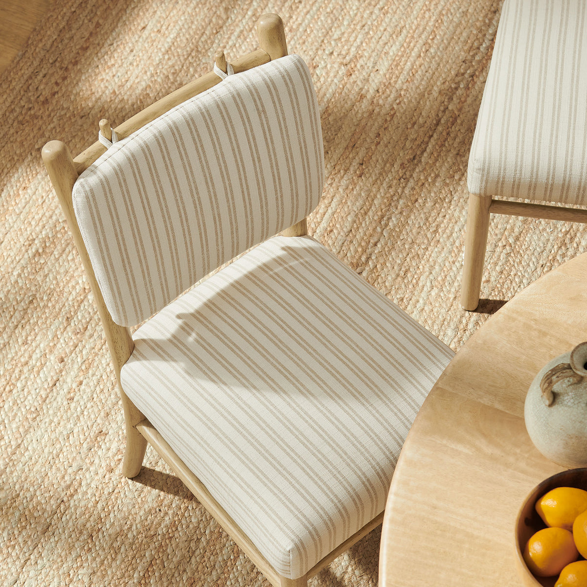 Mauden Striped Dining Side Chairs Set of 2 - Oatmeal Stripe