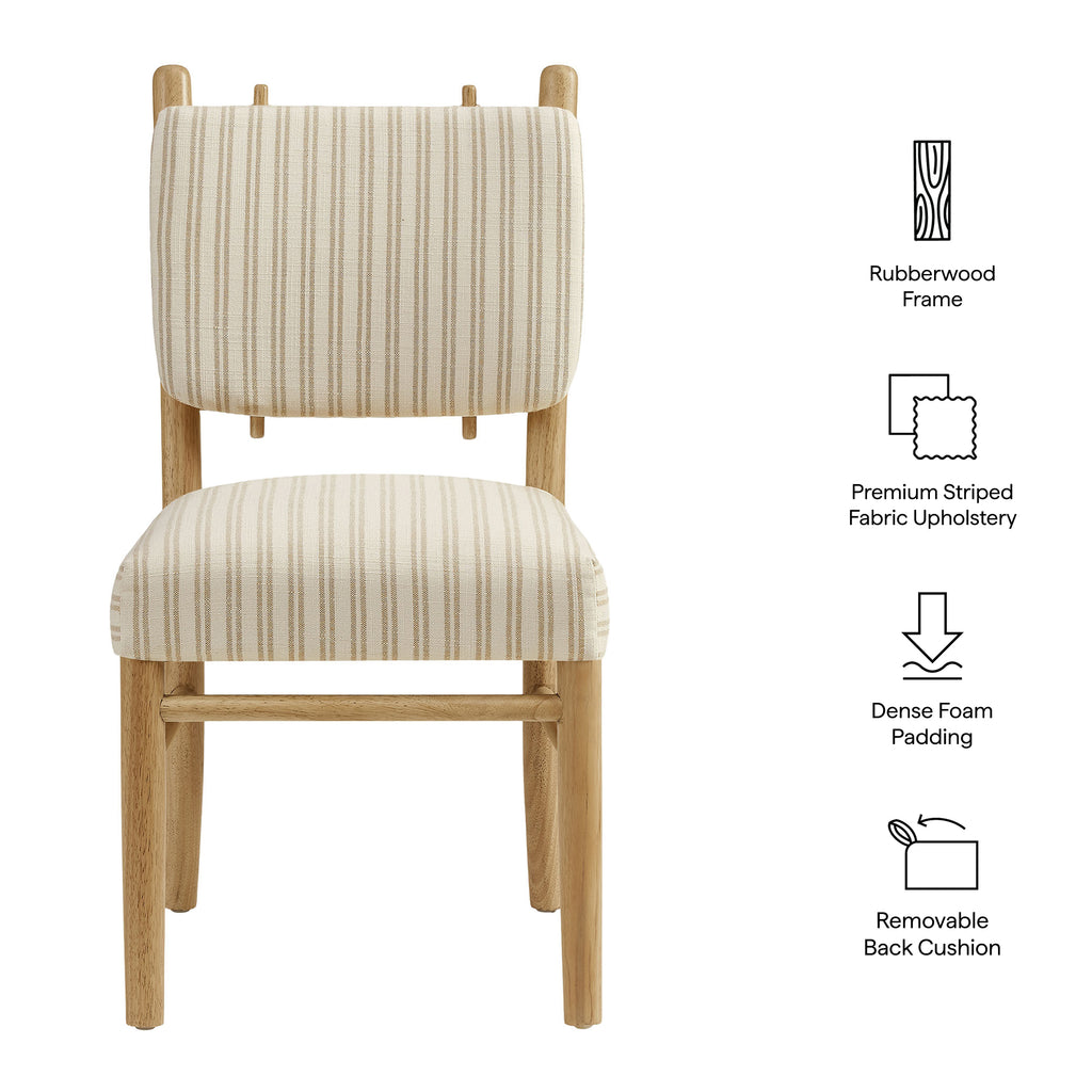 Mauden Striped Dining Side Chairs Set of 2 - Oatmeal Stripe