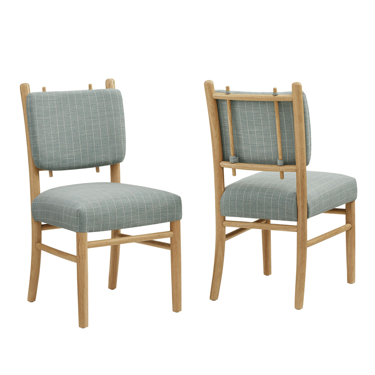 Mauden Striped Dining Side Chairs Set of 2 - Spa Blue Stripe