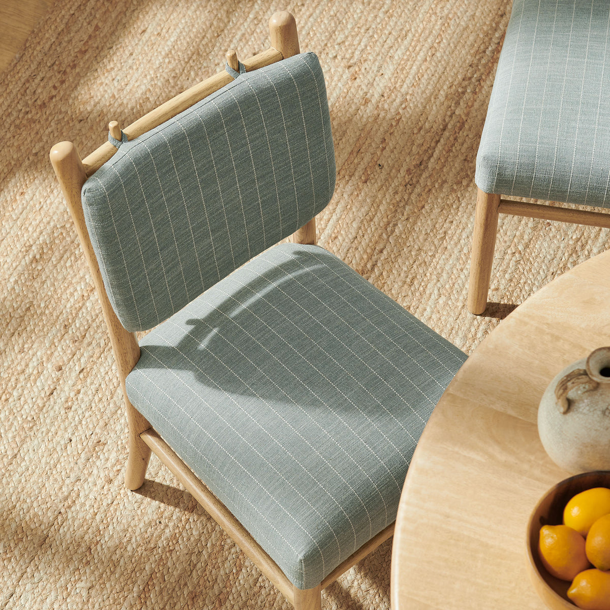 Mauden Striped Dining Side Chairs Set of 2 - Spa Blue Stripe