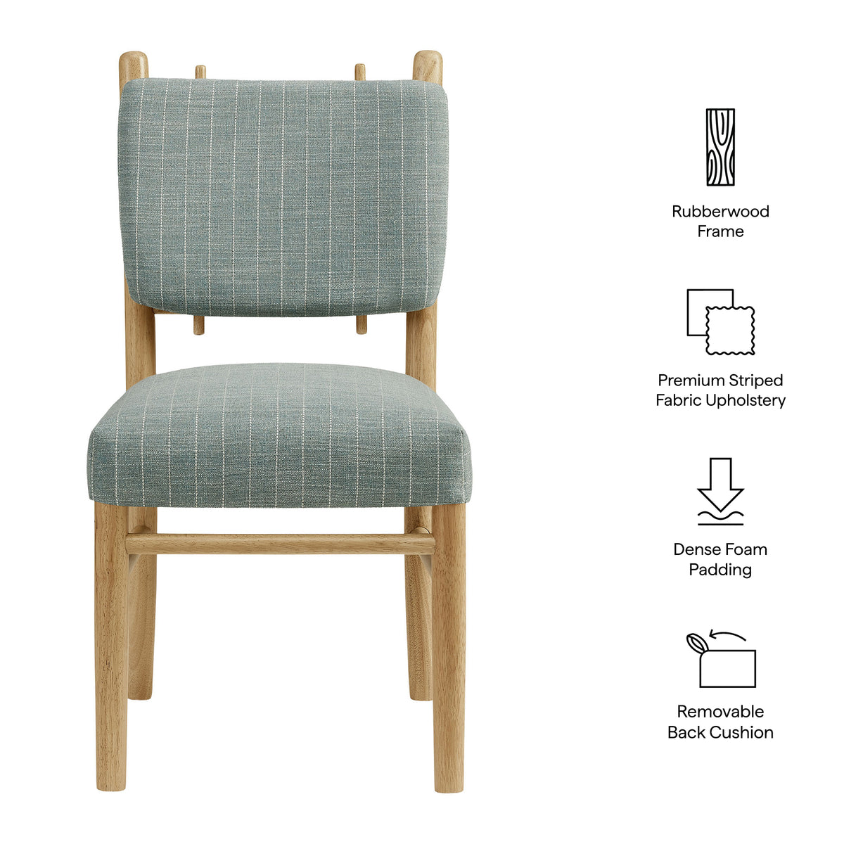 Mauden Striped Dining Side Chairs Set of 2 - Spa Blue Stripe