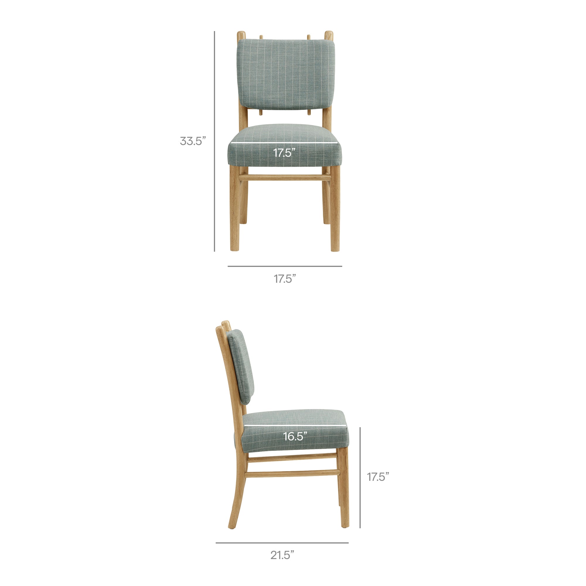 Mauden Striped Dining Side Chairs Set of 2 - Spa Blue Stripe