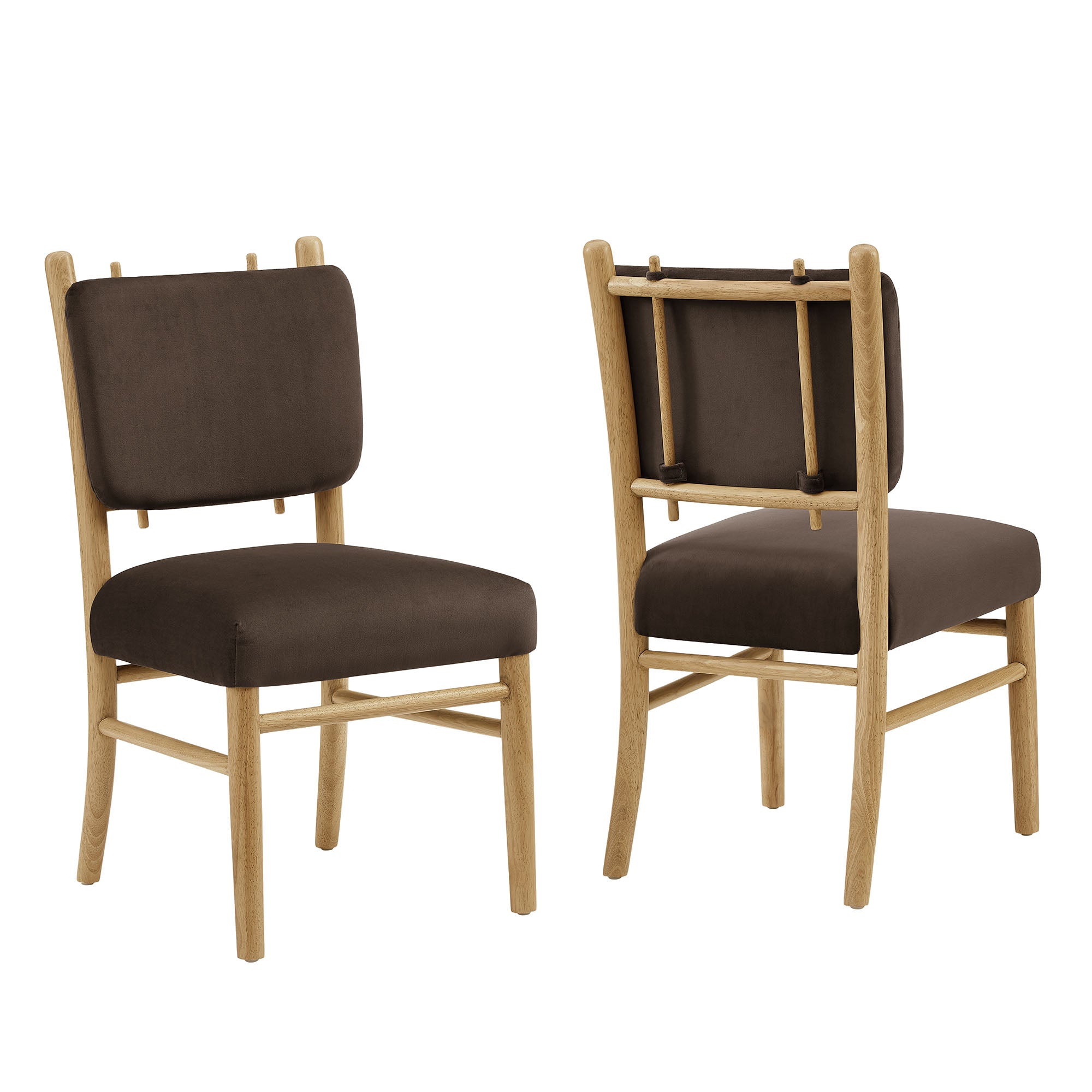 Mauden Performance Velvet Dining Side Chairs Set of 2 - Chocolate Brown