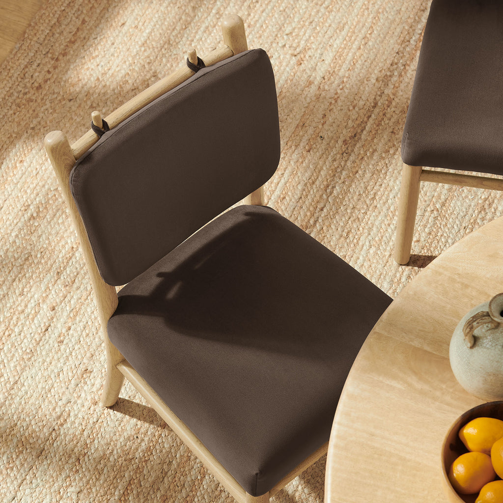 Mauden Performance Velvet Dining Side Chairs Set of 2 - Chocolate Brown