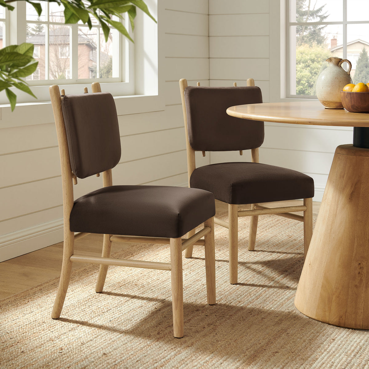 Mauden Performance Velvet Dining Side Chairs Set of 2 - Chocolate Brown