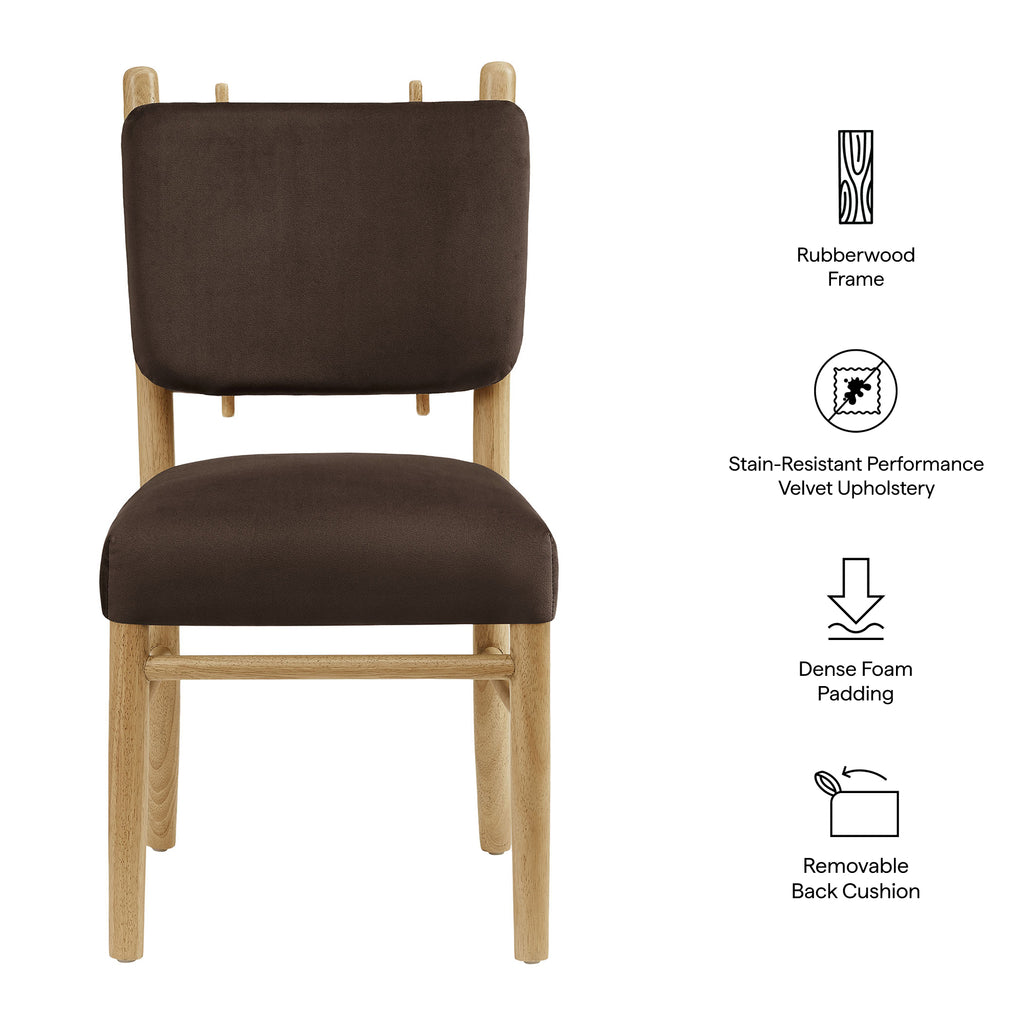 Mauden Performance Velvet Dining Side Chairs Set of 2 - Chocolate Brown