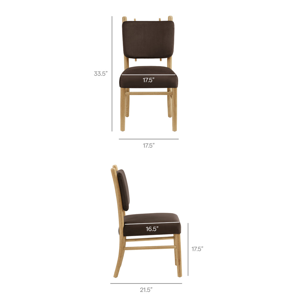 Mauden Performance Velvet Dining Side Chairs Set of 2 - Chocolate Brown