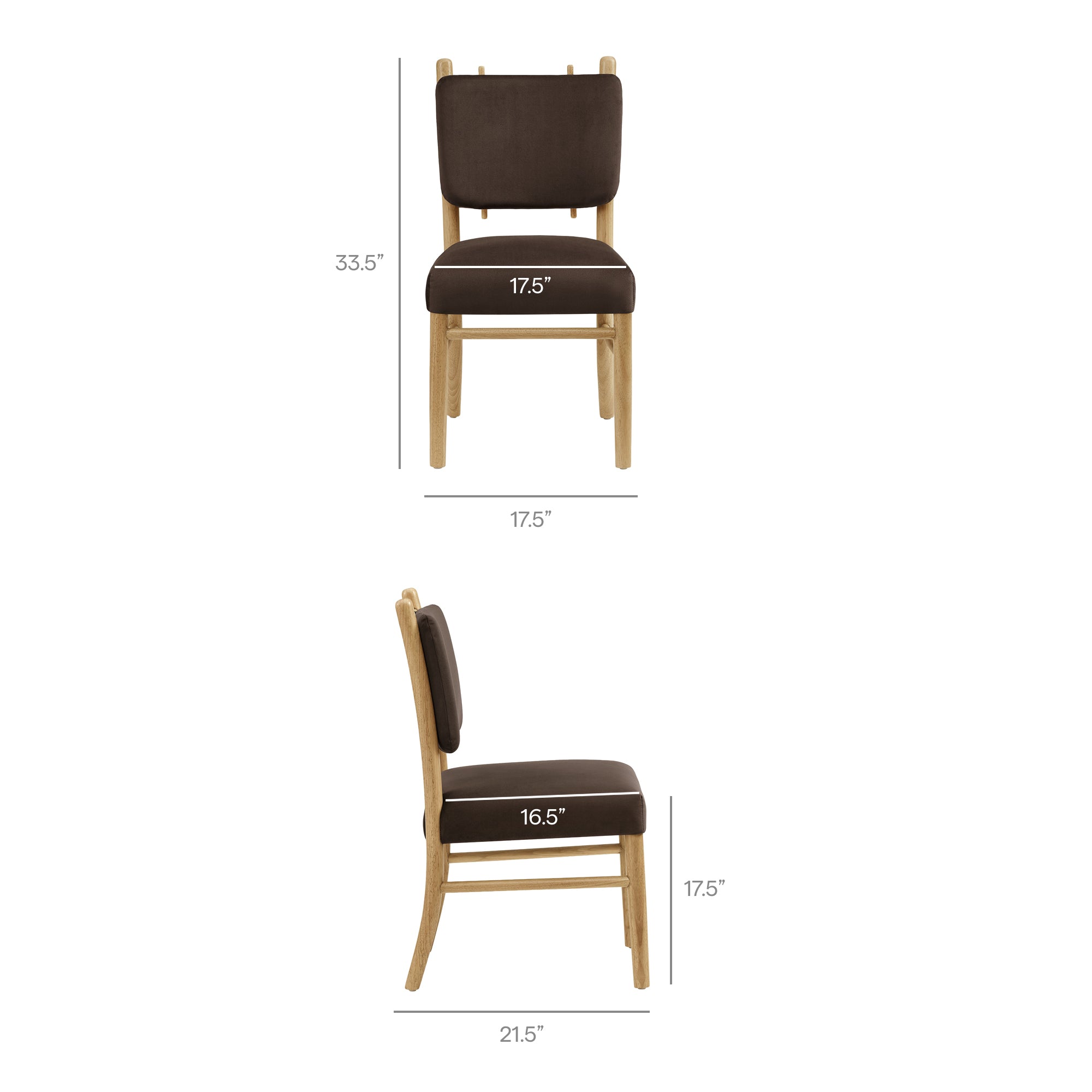 Mauden Performance Velvet Dining Side Chairs Set of 2 - Chocolate Brown