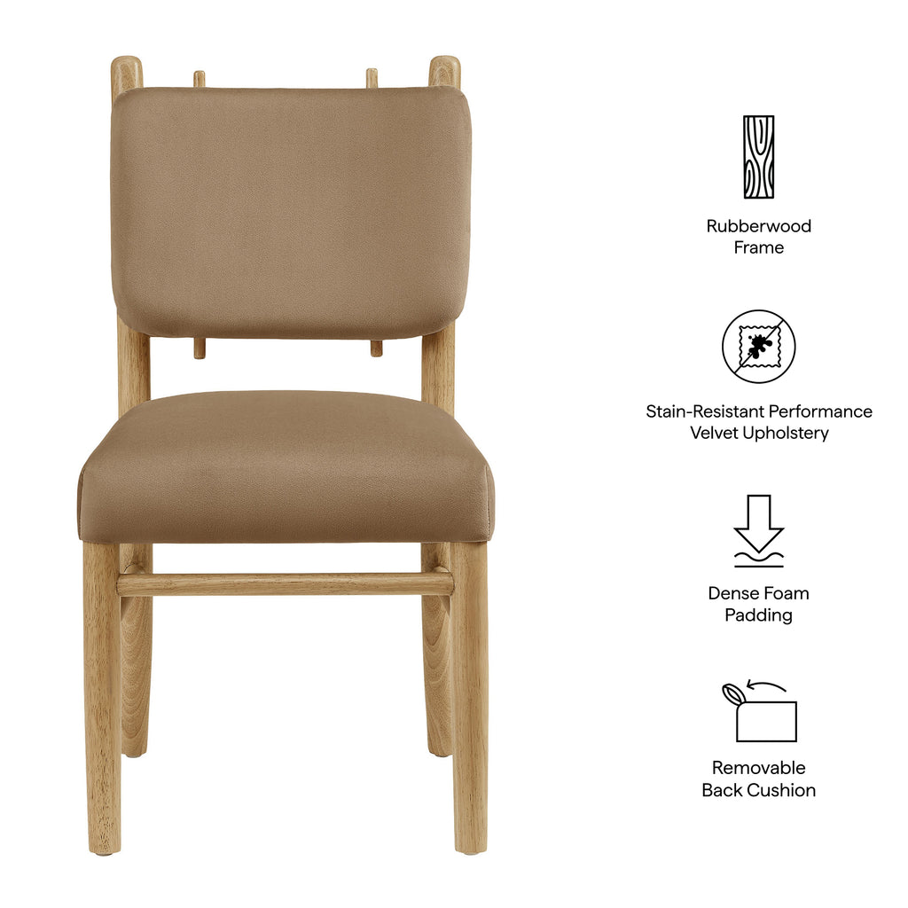 Mauden Performance Velvet Dining Side Chairs Set of 2 - Taupe