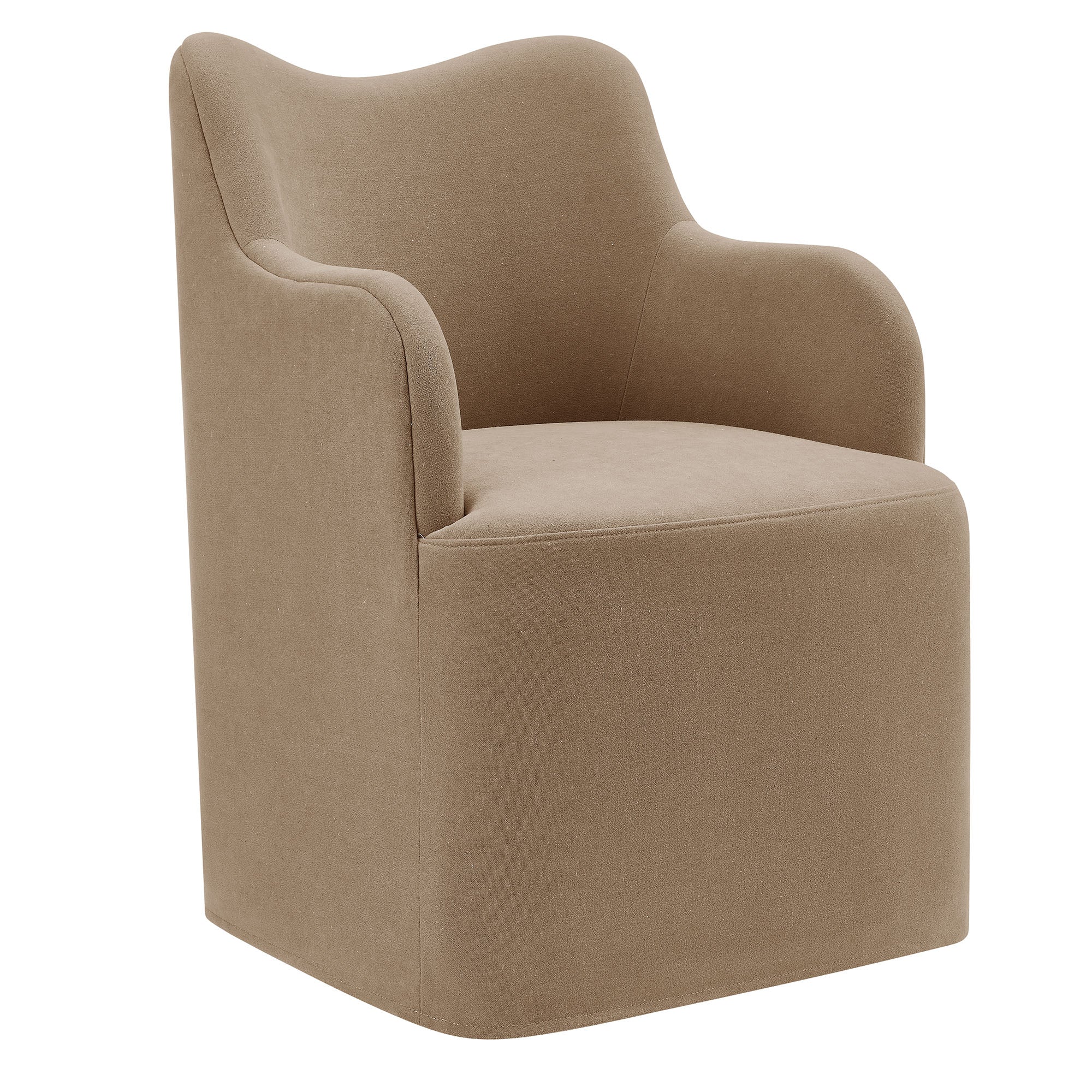 Cordelle Linen Blend Swivel Dining Chair - Almond