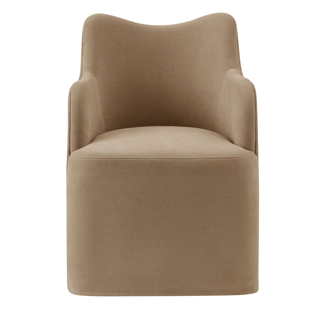 Cordelle Linen Blend Swivel Dining Chair - Almond
