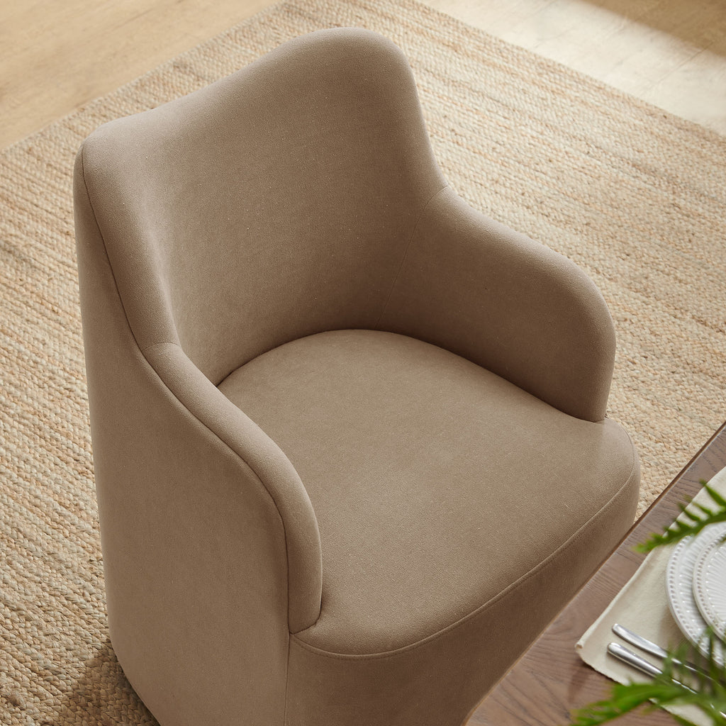 Cordelle Linen Blend Swivel Dining Chair - Almond