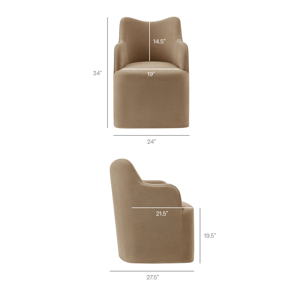Cordelle Linen Blend Swivel Dining Chair - Almond