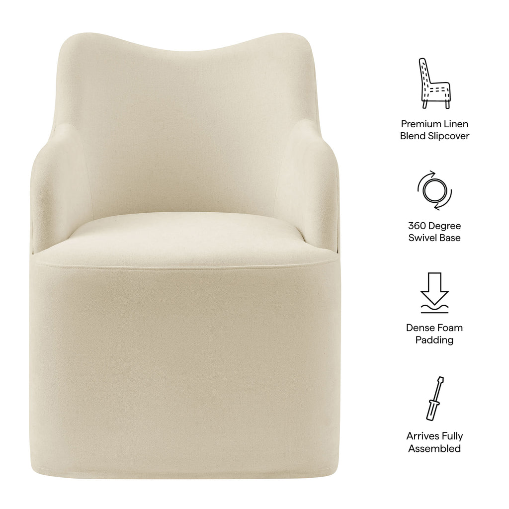 Cordelle Linen Blend Swivel Dining Chair