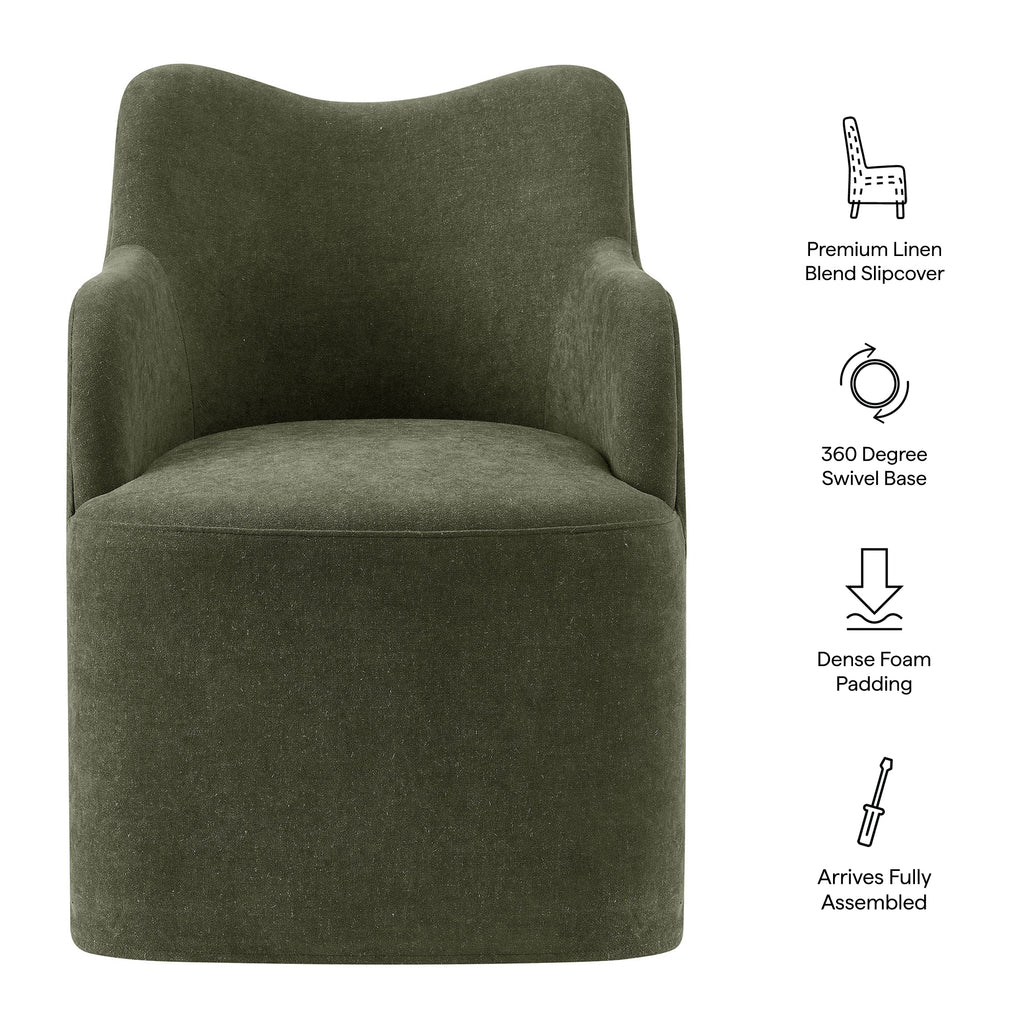 Cordelle Linen Blend Swivel Dining Chair - Sage