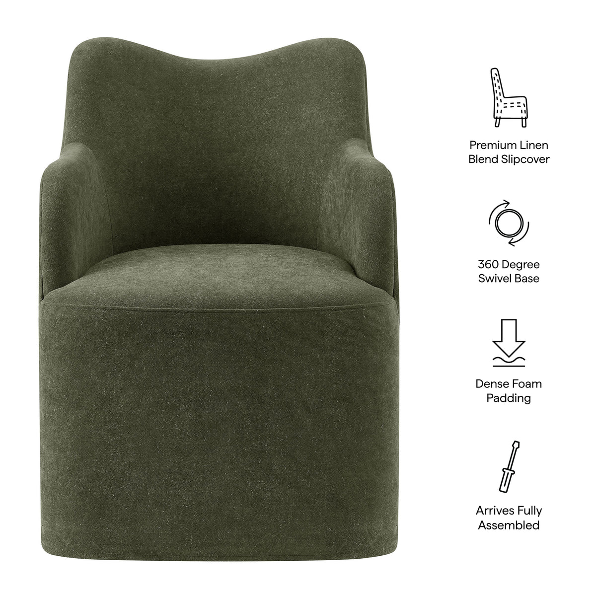 Cordelle Linen Blend Swivel Dining Chair - Sage