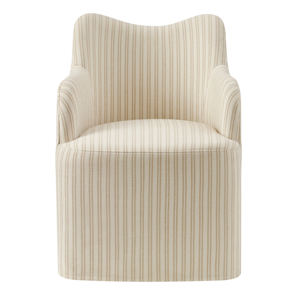 Cordelle Linen Blend Swivel Dining Chair - Oatmeal Stripe