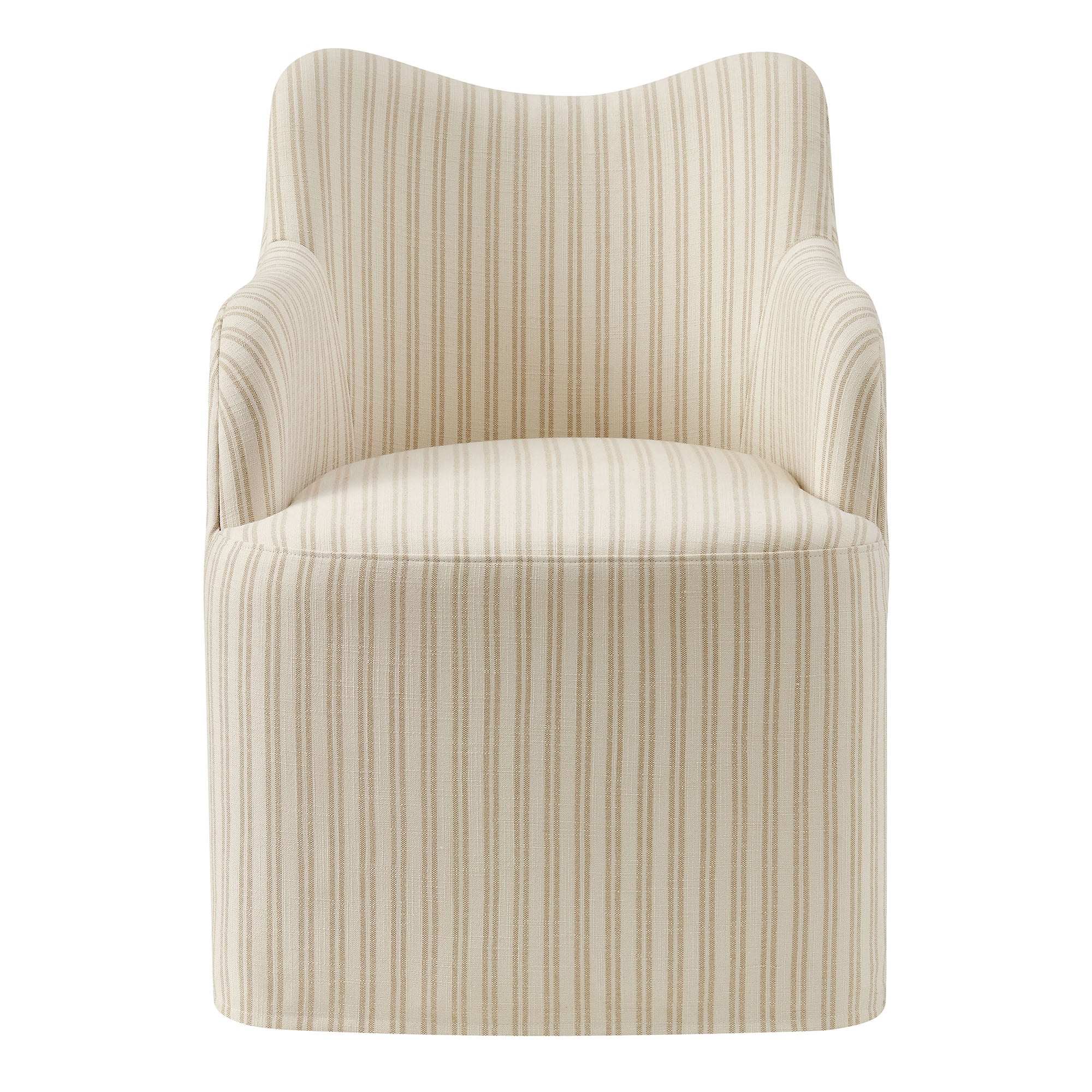 Cordelle Linen Blend Swivel Dining Chair - Oatmeal Stripe