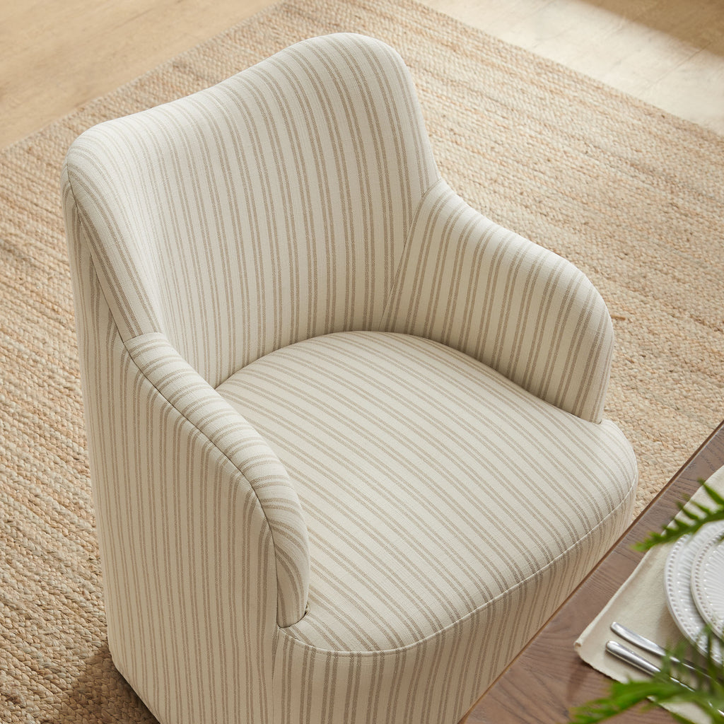 Cordelle Linen Blend Swivel Dining Chair - Oatmeal Stripe