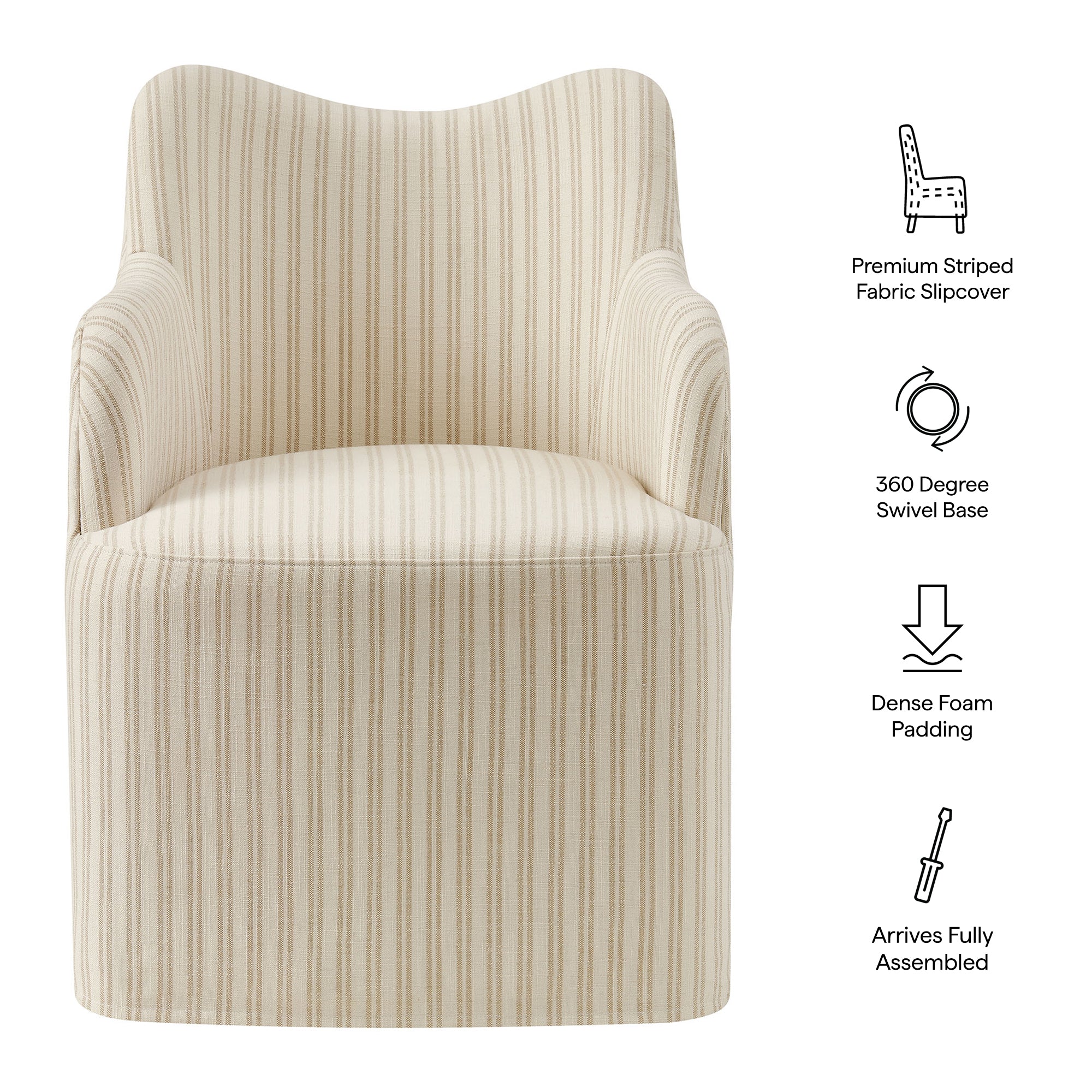 Cordelle Linen Blend Swivel Dining Chair - Oatmeal Stripe