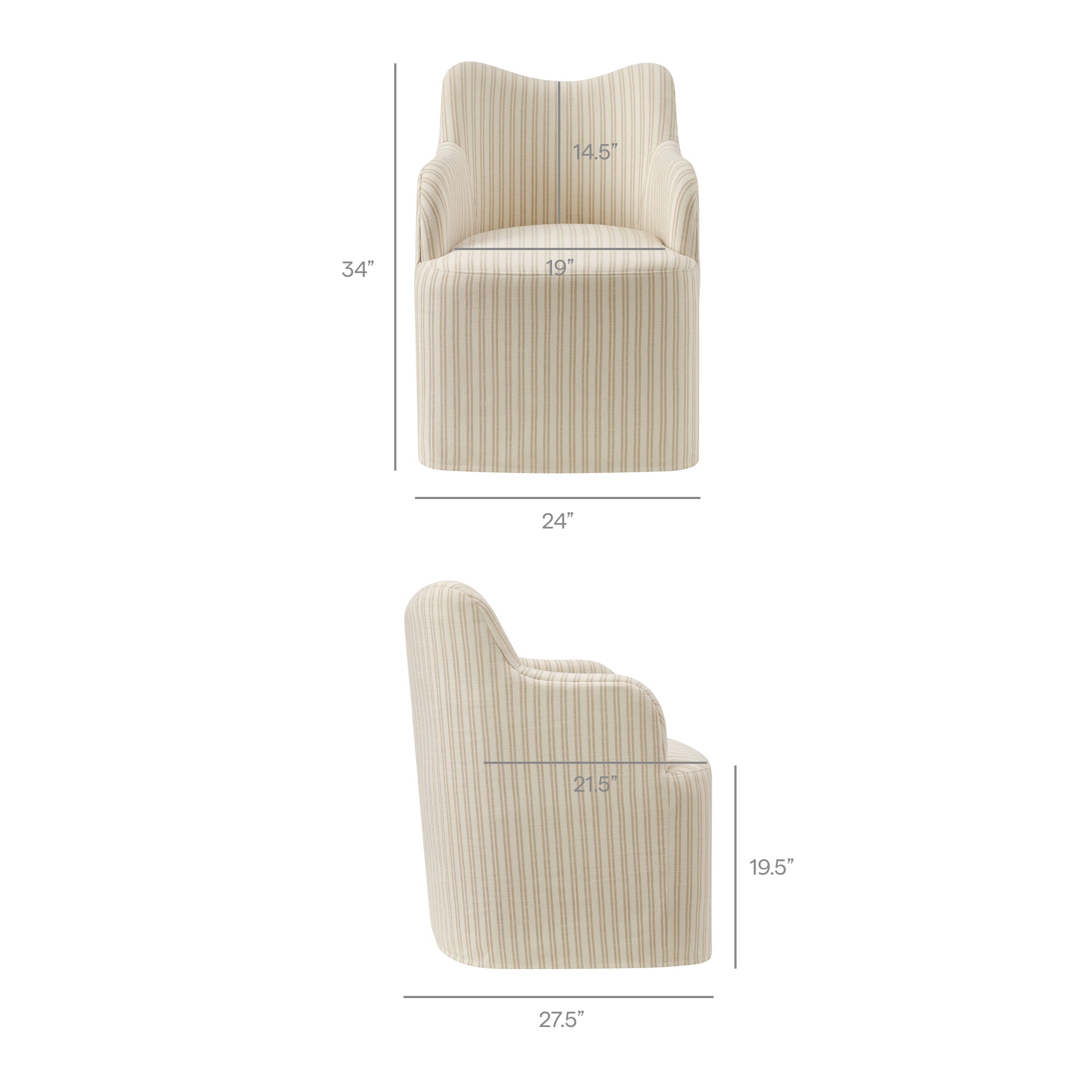 Cordelle Linen Blend Swivel Dining Chair - Oatmeal Stripe